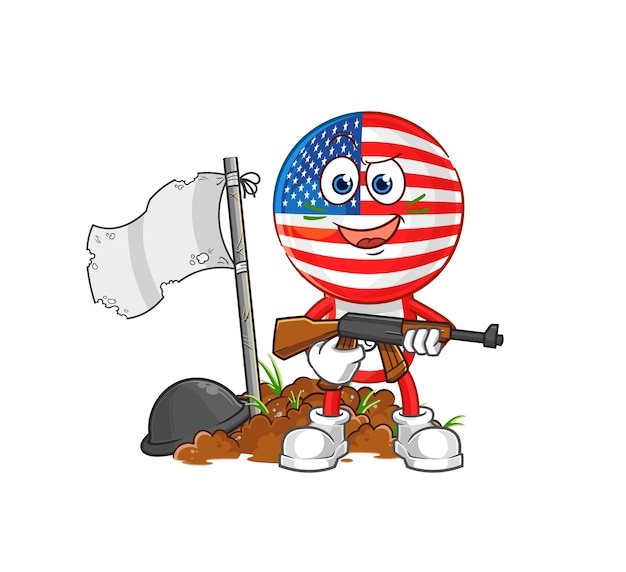 America army character cartoon mascot vector