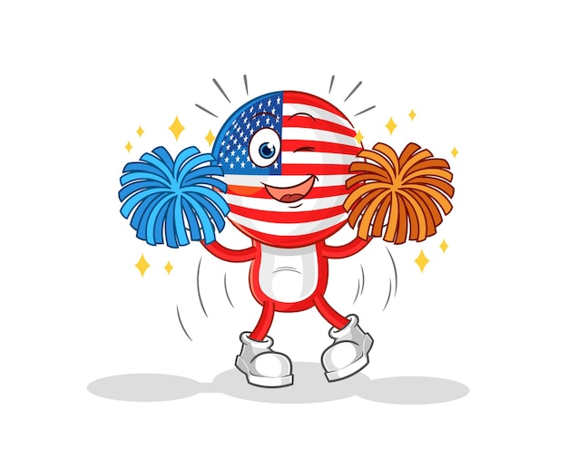 America cheerleader cartoon cartoon mascot vector