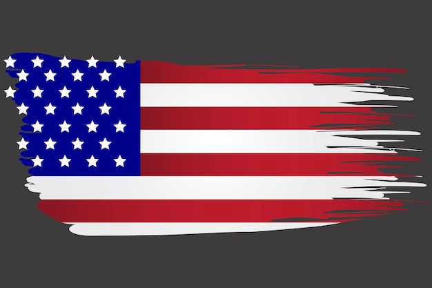 America flag in brush style Torn USA Symbol Watery grunge state image Vector template