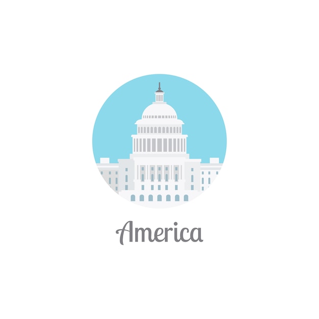 Vector america landmark isolated round icon