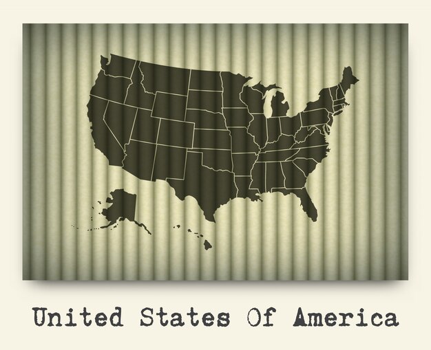 Vector america map on cardboard
