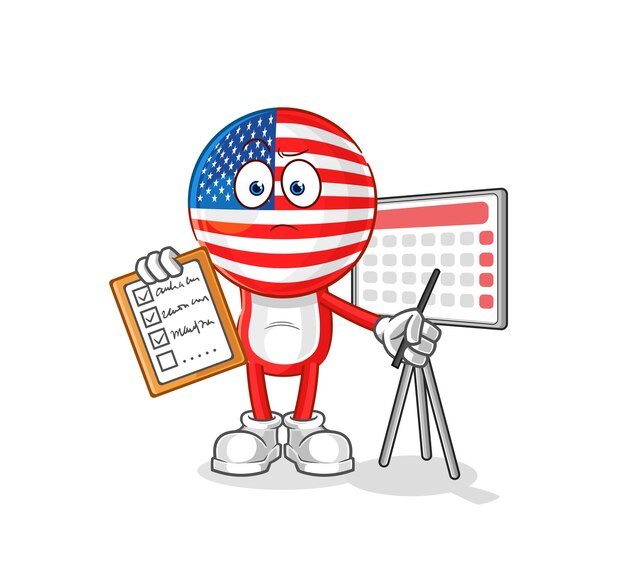 Vector america schedule list vector cartoon character