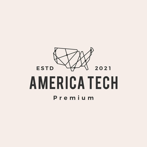 America tech геометрический многоугольный хипстерский винтажный логотип