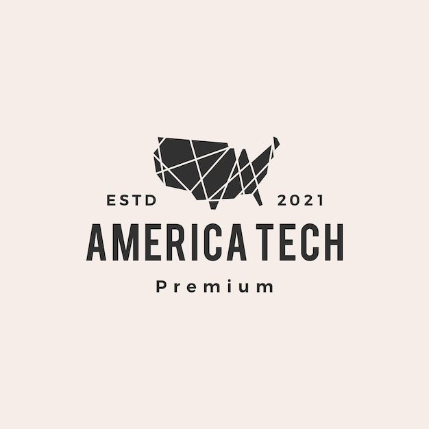 America tech geometrische veelhoekige hipster vintage logo