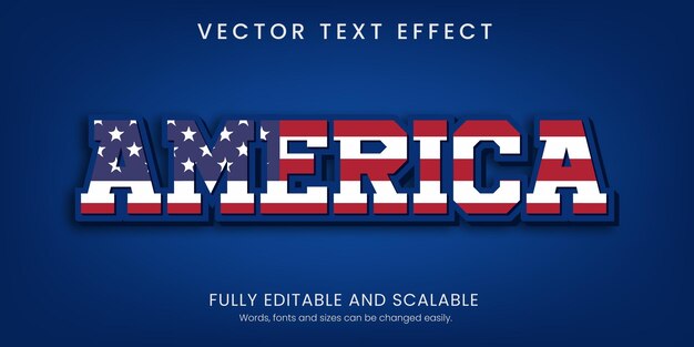 America Text effect 3D style fully editable with abstract background