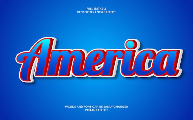 Vector america text effect with a blue background