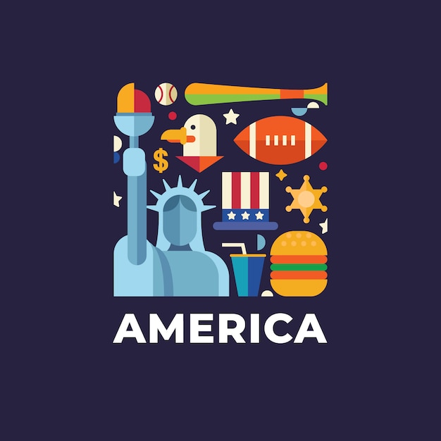 Vettore modello di logo del paese di viaggio america