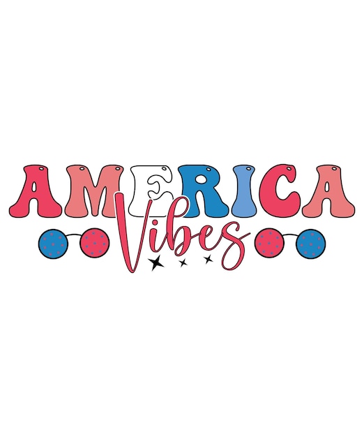 Vector america vibes design with usa flag color sunglass 4th of july america independence day typography