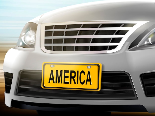 America words on license plate