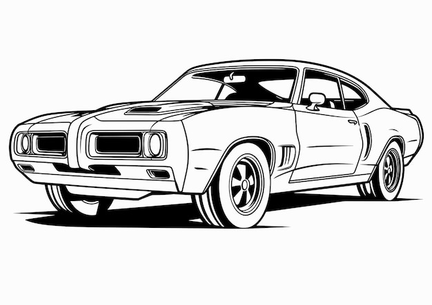 Vector american 70s customized muscle car vector illustration