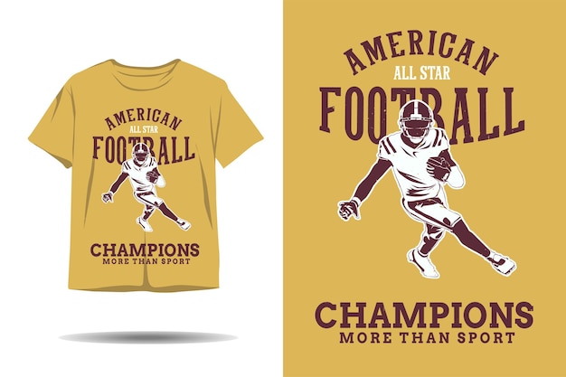 Vettore campioni di football americano di tutte le stelle più del design della maglietta con silhouette sportiva