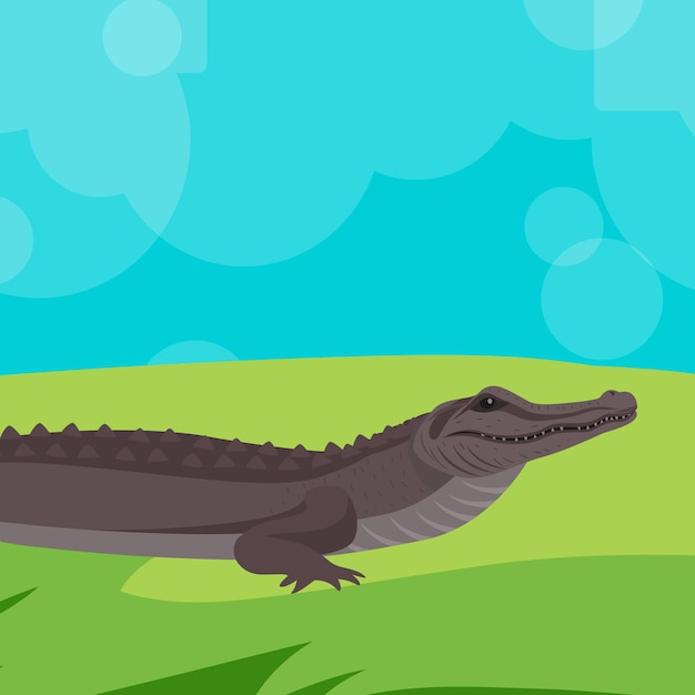 沼地のベクトルイラストのアメリカン・アリガター