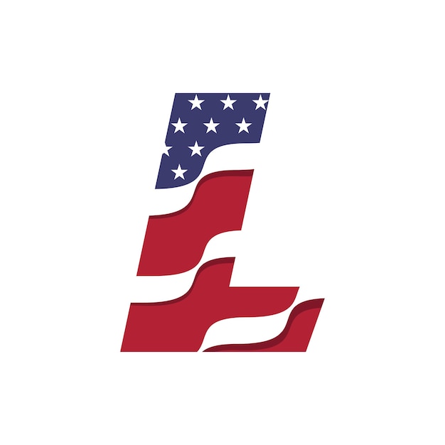 Vector american alphabet flag l