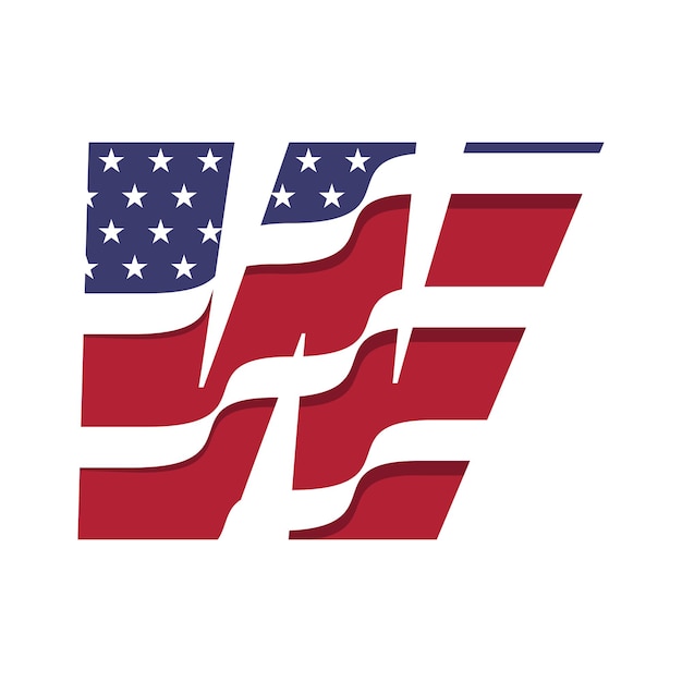Vector american alphabet flag w