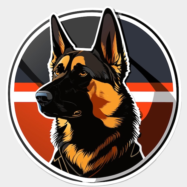 American alsatian flat sticker cartoon style illustration