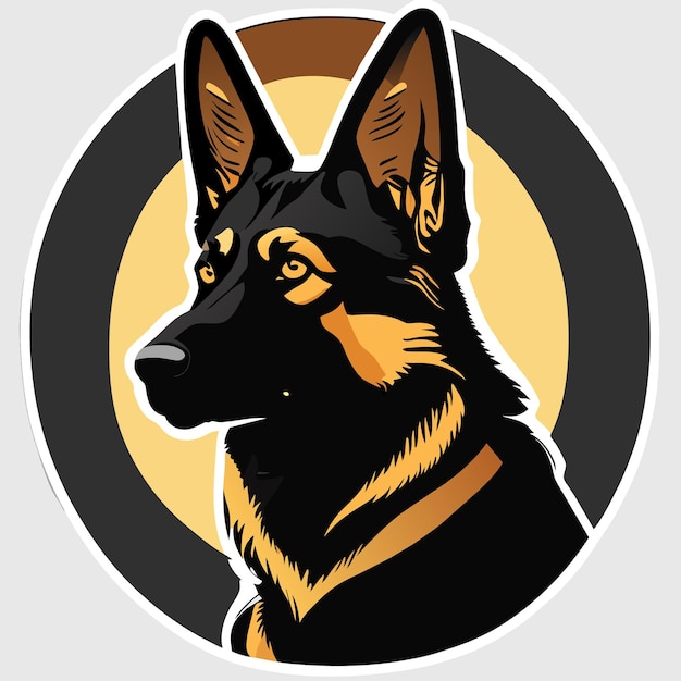 Vector american alsatian flat sticker cartoon style illustration