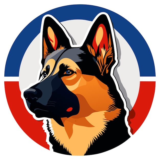 Vector american alsatian flat sticker cartoon style illustration