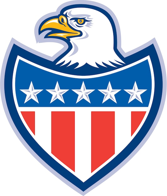Американский Белоголовый Орлан Флаг Щит Ретро