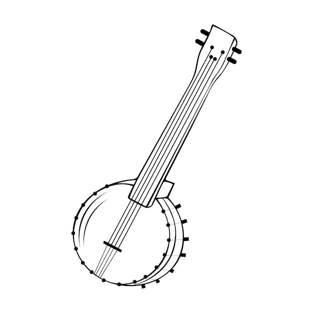 Vector american banjo isolated retro musical instrument vector four string banjo guitar chordal accompaniment