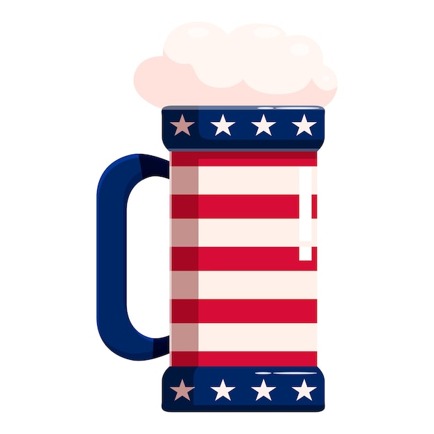 american beer overflowing in glass with usa flag design celebrating national holiday
