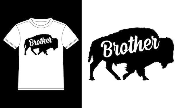 American Bison Brother 실루엣 티셔츠