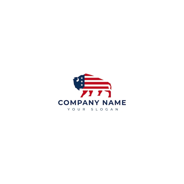 Шаблон векторного дизайна логотипа американского бизона