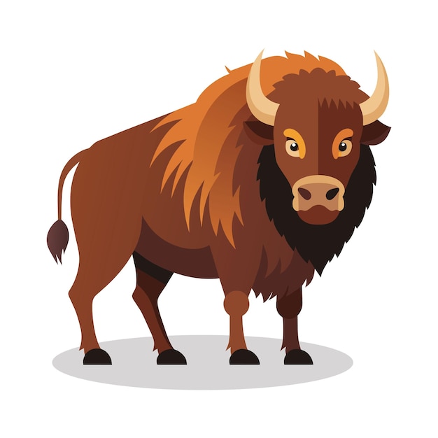 American bison Vector flat illustration on white background