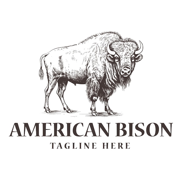 Vector american bison vintage logo design