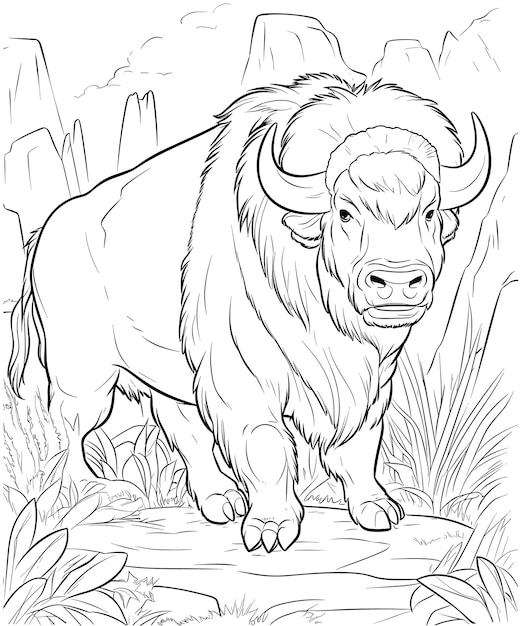 american bison in the wild coloring page for kids