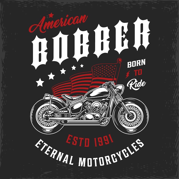 American bobber motorfiets vintage label