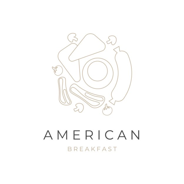 American Breakfast Line Art Logo