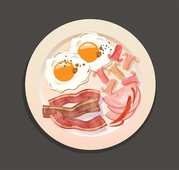 Vector american breakfast on plate