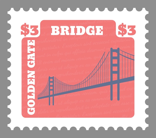 American bridge golden gate on postmark or card