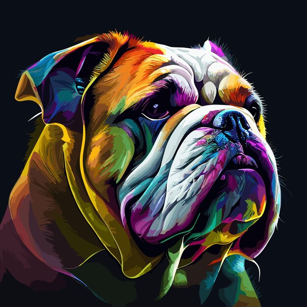 American Bulldog Flat Icon Isolated On black Background Bulldog in pop art style cute dog vector