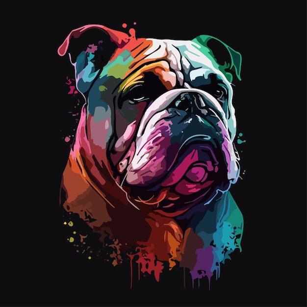 American Bulldog Flat Icon Isolated On black Background Bulldog in pop art style cute dog vector