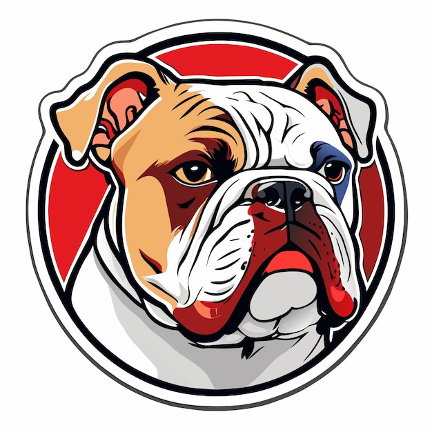 American bulldog flat sticker cartoon style illustration