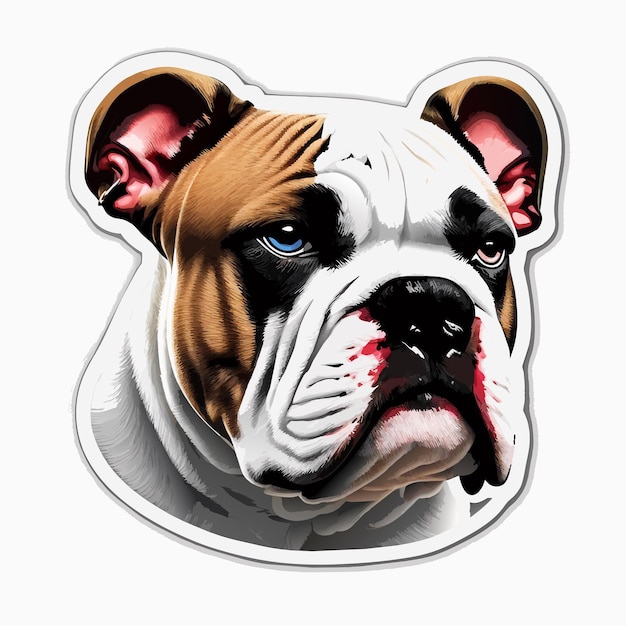 Vector american bulldog flat sticker cartoon style illustration