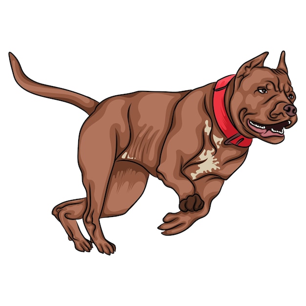 american bulldog running art illustration vector