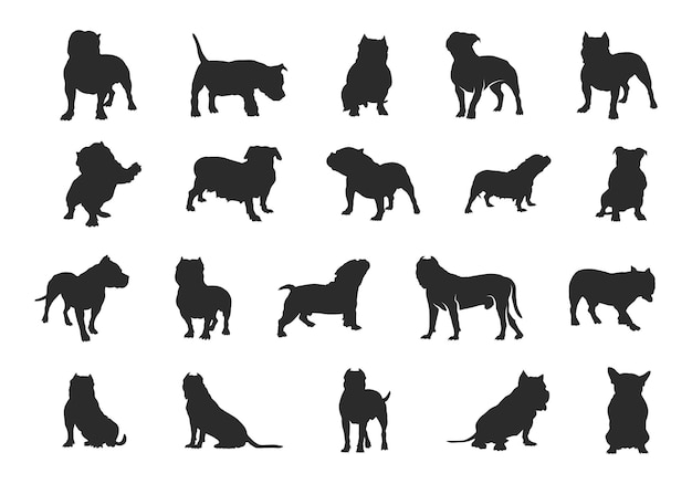 Vector american bully dog silhouette american bully icon