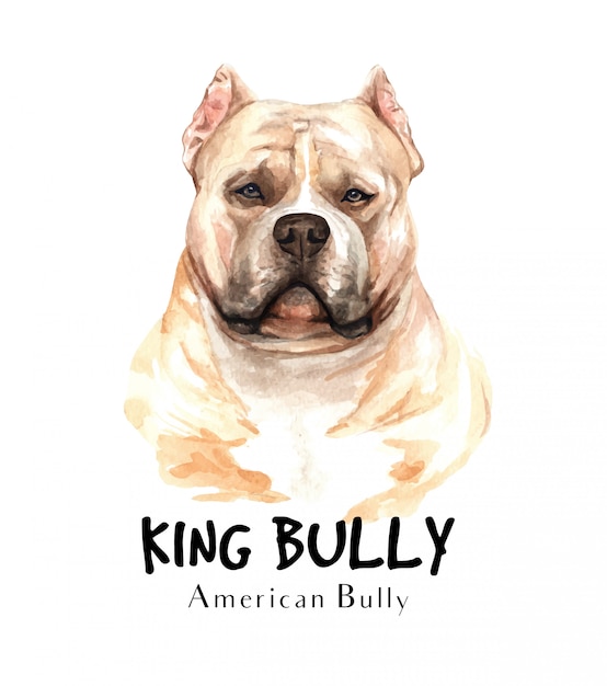 Vector american bully dog watercolor for printing.