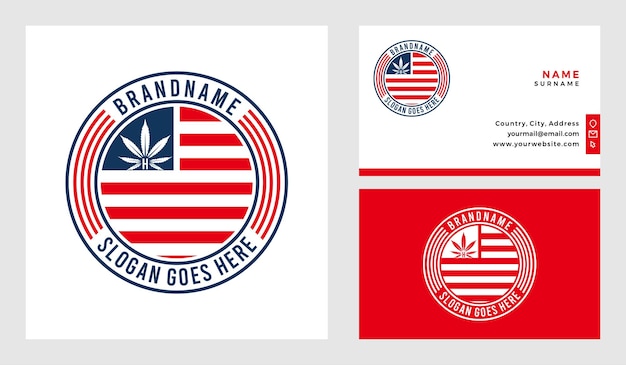 Американский шаблон логотипа каннабиса с дизайном визитной карточки