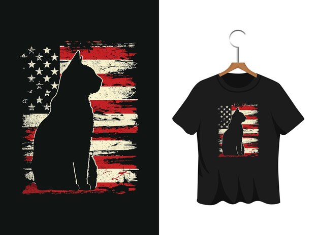 Vector american cat t shirt design template