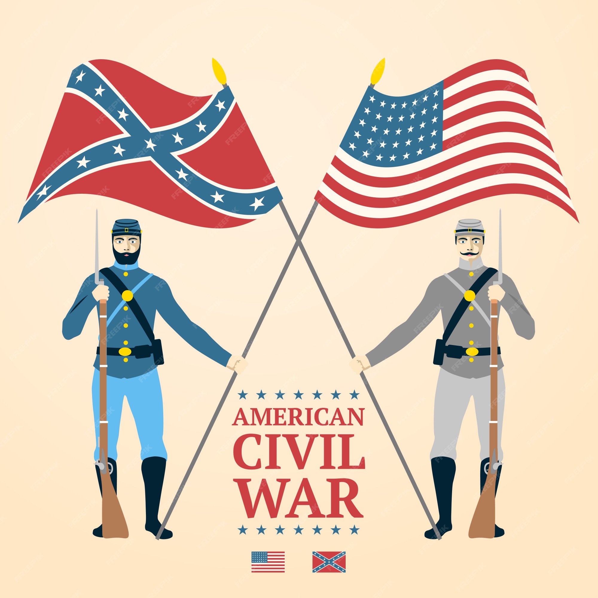 미국 남북 전쟁 그림 | 프리미엄 벡터