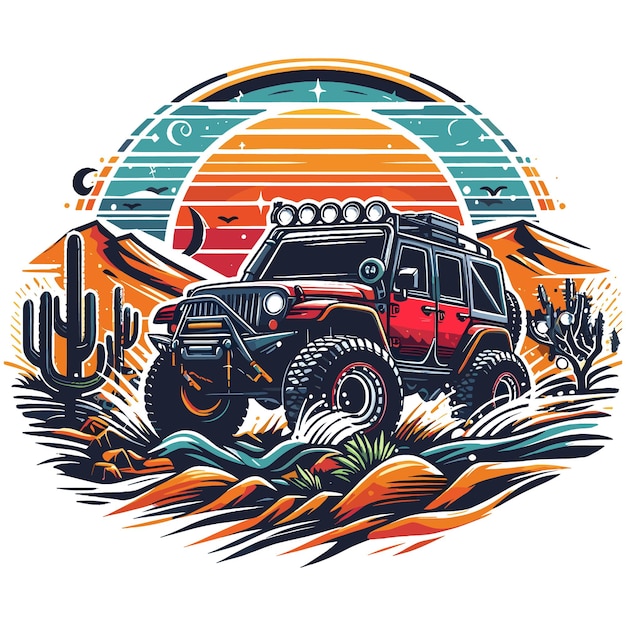 American Classic Offroad Offroad Car Forest silhouette vector file