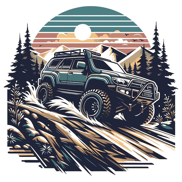 American Classic Offroad Offroad Car Forest silhouette vector file