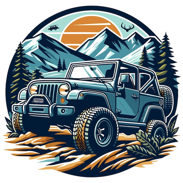 American Classic Offroad Offroad Car Forest silhouette vector file