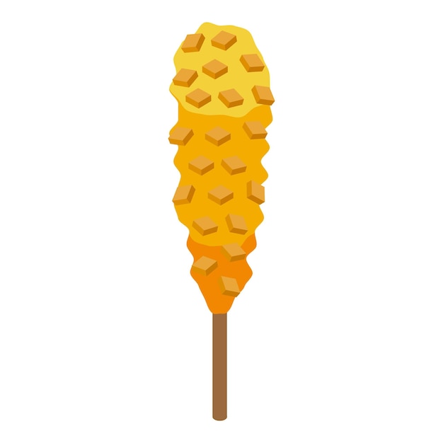 Vector american corn dog icon isometric vector hot food fried mustard