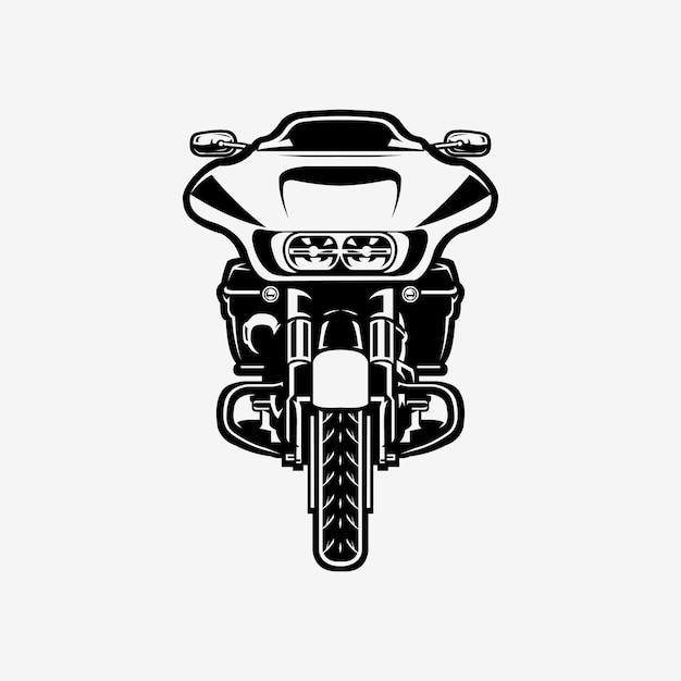 Vector american cruiser motorbike vector art monochrome silhouette front view isolated