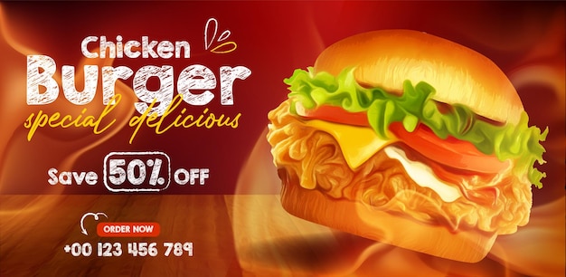 Vector american delicious burger banner