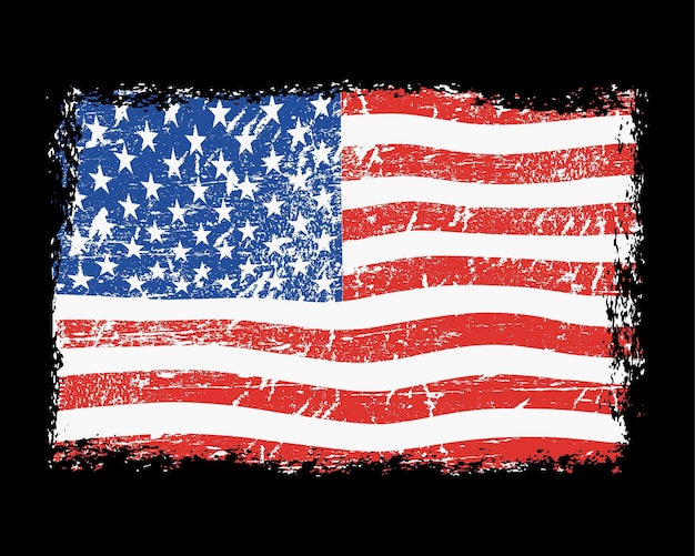 american distressed grunge flag vector design